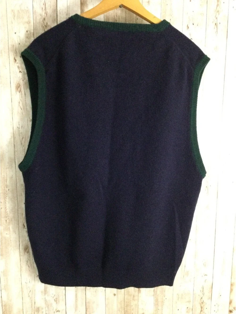 Tommy Hilfiger 100% lambs wool vest vintage size Large Blue Green rare nice
